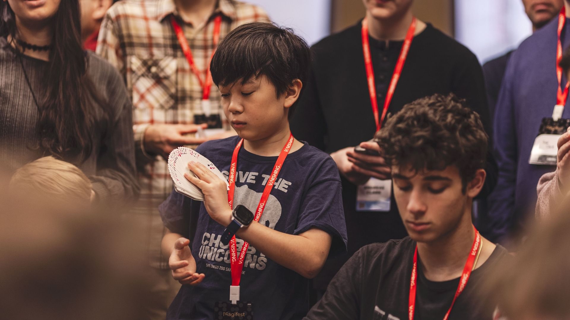 Magician Shoji performs a card trick