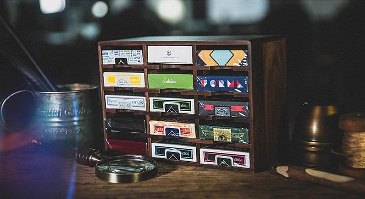 Playing Card Cabinet housing multiple decks of collectable playing cards