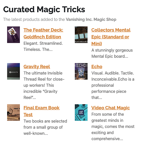 Curated magic tricks